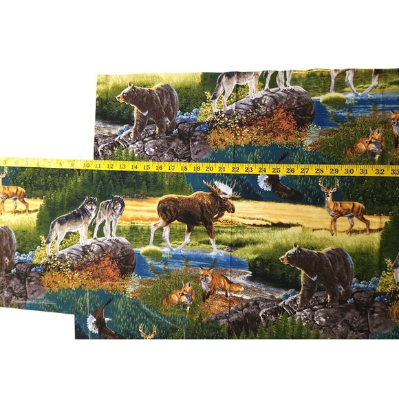 Bringing Nature Home Scenic Wildlife Fabric Panel Wolves Bears Foxes Moose - Picture 11 of 14
